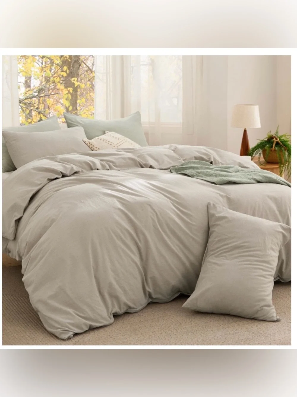 Bedsure ‘Purewoven’ TWIN SIZE Comforter 100% Pre-Washed Cotton - LINEN